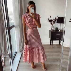 NWT ZARA light red skirt and top set